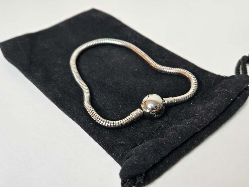 Pandora Moments Snake Chain Charm Bracelet with Logo Clasp